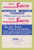Matchbook Cover - Gale Smith Auto Sales Detroit MI 40 Strike