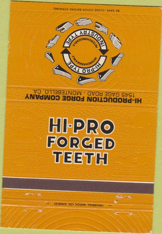 Matchbook Cover - Hi Production Pro Forged Teeth Montebello CA 40 Strike