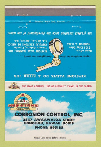 Matchbook Cover Keystone Valve Corp Corrosion Control Honolulu Hawaii 40 Strike