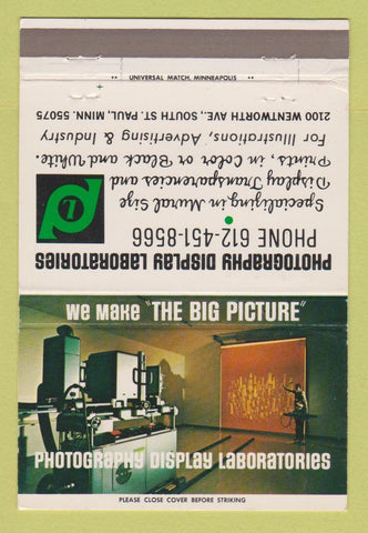 Matchbook Cover - Photography Display Laboratories St Paul MN 40 Strike