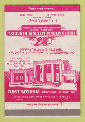 Matchbook Cover - First National Life Insurance LeBlanc Houma LA 40 Strike