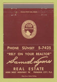 Matchbook Cover - Samuel Lyons Real Estate Panama City FL 40 Strike