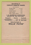 Matchbook Cover - Mills' Patio Santa Rosa CA BBQ ORANGE 40 Strike