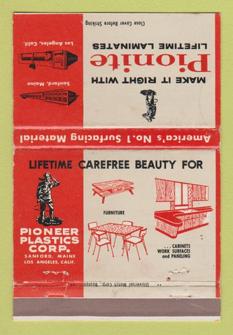 Matchbook Cover - Pionite Laminates Los Angeles CA WEAR 40 Strike