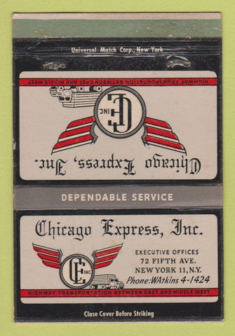 Matchbook Cover - Chicago Express Trucking New York City WEAR 40 Strike