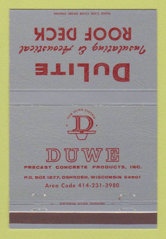 Matchbook Cover - DuLite Roof Deck Oshkosh WI Precast Concrete 40 Strike