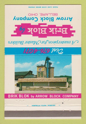 Matchbook Cover - Brik Blok Arrow Block Company Bellaire OH 40 Strike