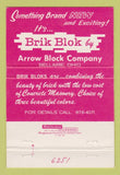 Matchbook Cover - Brik Blok Arrow Block Company Bellaire OH 40 Strike