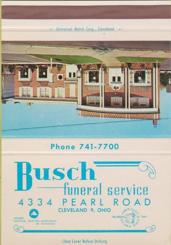 Matchbook Cover - Busch Funeral Home Cleveland OH 40 Strike