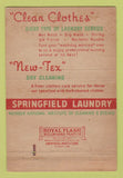 Matchbook Cover - Springfield Laundry Dry Cleaning 40 Strike