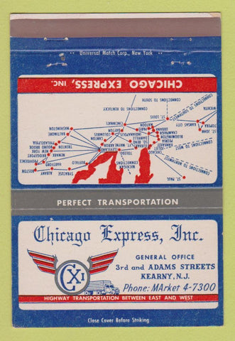 Matchbook Cover - Chicago Express Trucking Kearny NJ 40 Strike