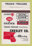 Matchbook Cover Chesley Semi Trucks White Freightliner Mankato MN WEAR 40 Strike