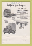 Matchbook Cover Chesley Semi Trucks White Freightliner Mankato MN WEAR 40 Strike
