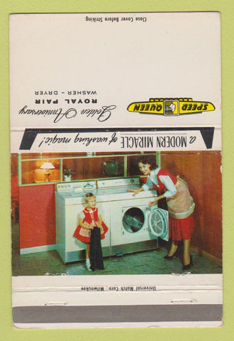 Matchbook Cover - Speed Queen Washing Machine Dryer girlie 40 Strike