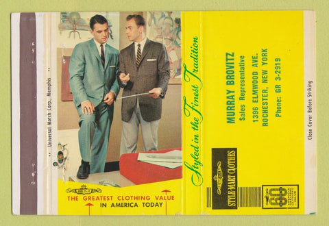 Matchbook Cover - Style Mart Men's Clothes Murray Brovitz Rochester NY 40 Strike