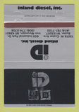 Matchbook Cover - Inland Diesel GM Detroit Allison Iron Mountain MI 40 Strike