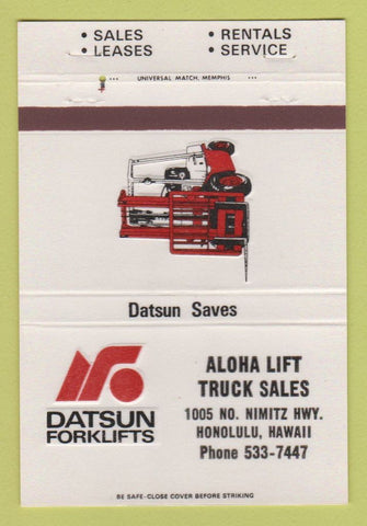 Matchbook Cover - Datsun Forklifts Honolulu Hawaii 40 Strike