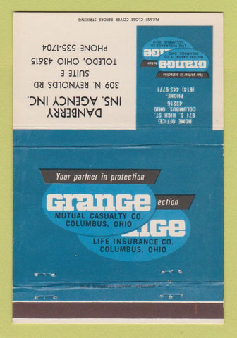 Matchbook Cover - Grange Mutual Insurance Danberry Toledo OH 40 Strike