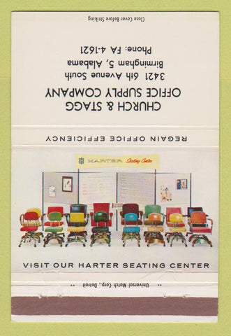 Matchbook Cover - Harter Office Chairs Church Stagg Birmingham AL 40 Strike