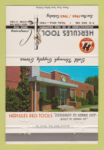Matchbook Cover - Hercules Tools Tulsa OK Oil Field Equipment 40 Strike