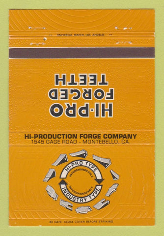 Matchbook Cover - Hi Pro Forged Teeth Montebello CA 40 Strike