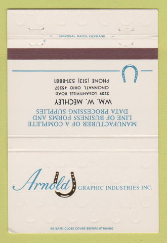 Matchbook Cover - Arnold Graphic Industries Wm Mechley Cincinnati OH 40 Strike