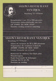 Matchbook Cover - Salon's Restaurant Van Dijck Antwerp Belgium 40 Strike