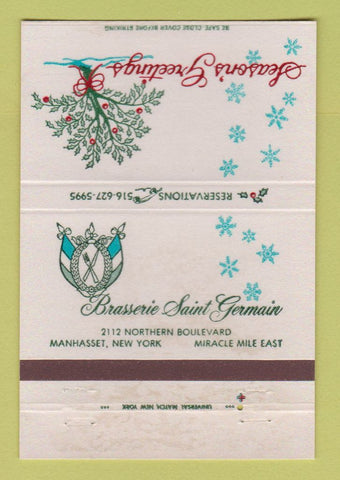 Matchbook Cover - Brasserie Saint Germain Manhasset NY Christmas 40 Strike