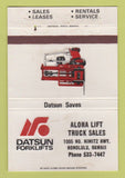 Matchbook Cover - Datsun Forklifts Honolulu Hawaii 40 Strike