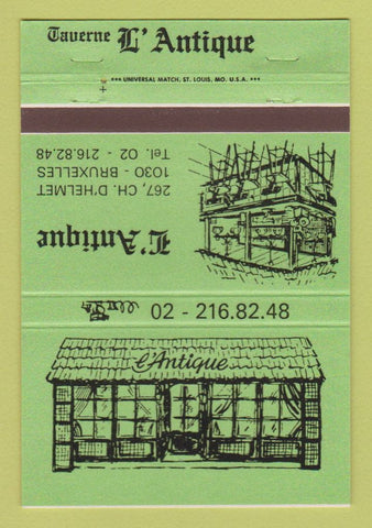 Matchbook Cover - Taverne L Antique Brussels Belgium 40 Strike