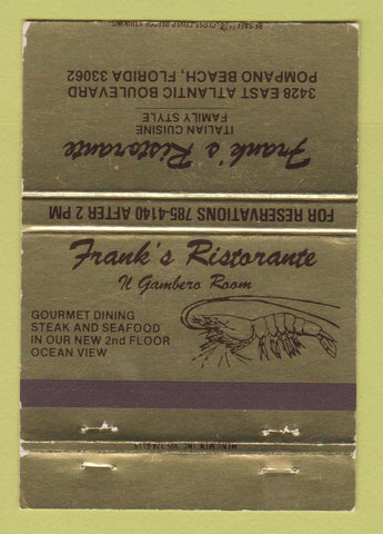 Matchbook Cover - Rank's Ristorante Pompano Beach FL WEAR 40 Strike