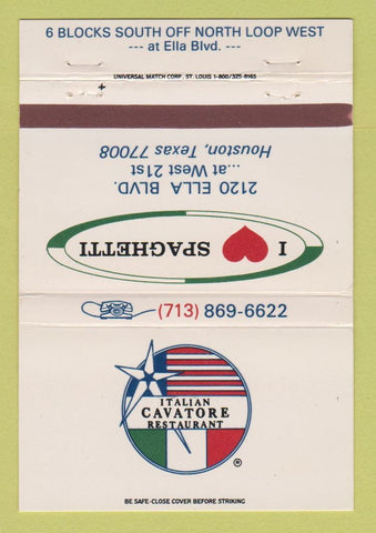 Matchbook Cover - Italian Cavatore Restaurant Houston TX 40 Strike