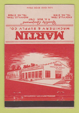 Matchbook Cover - Martin Machinery Supply Nashville Knoxville TN 40 Strike