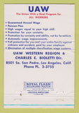 Matchbook Cover - UAW Union Auto Workers Los Angeles CA 40 Strike