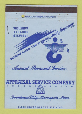 Matchbook Cover - Appraisal Service Company Minneapolis MN 40 Strike