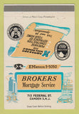 Matchbook Cover - Brokers Mortgage Service Camden NJ 40 Strike