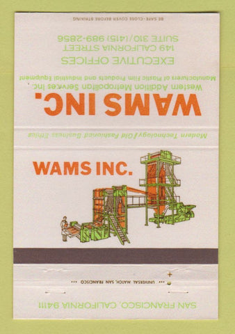 Matchbook Cover - Wams Plastic Films Products San Francisco CA 40 Strike