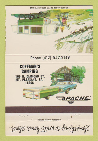 Matchbook Cover - Apache Campers Mount Pleasant PA 40 Strike