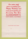 Matchbook Cover - Alessandri's Santa Maria CA Christmas 40 Strike