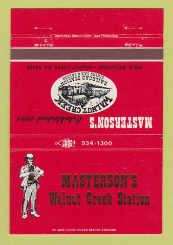 Matchbook Cover - Masterson's Walnut Creek Station CA 40 Strike
