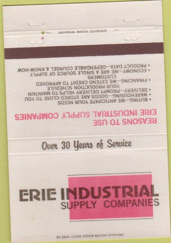 Matchbook Cover - Erie Industrial Supply PA Buffalo NY 40 Strike