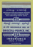 Matchbook Cover - Driscoll Pearce Insurance Boston MA WEAR 40 Strike