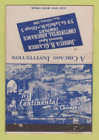 Matchbook Cover - Joshua Glasser Insurance Chicago IL WEAR 40 Strike