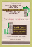 Matchbook Cover - RT Woodward Insurance South Coast Amarillo TX 40 Strike