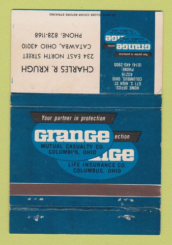 Matchbook Cover - Grange Insurance Charles Krugh Catawba OH WEAR 40 Strike