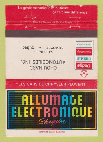 Matchbook Cover - Chouinard Dodge Chrysler Ste Foy QC WEAR 40 Strike