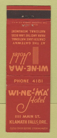 Matchbook Cover - Wi Ne MA Hotel Klamath Falls OR