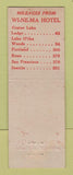 Matchbook Cover - Wi Ne MA Hotel Klamath Falls OR
