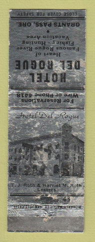 Matchbook Cover - Hotel Del Rogue Grants Pass OR WORN