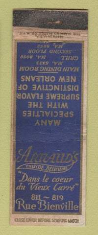 Matchbook Cover - Arnaud's Restaurant New Orleans LA WORN